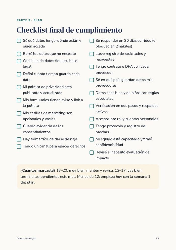 Página: checklist final de cumplimiento